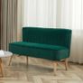 Sofa Retro Design 2-Seater Sofa, Wood Legs, 117 cm x 56.5 cm x 77 cm, Dark Green Image 3