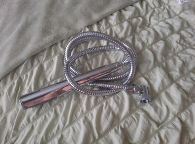 Chrome sleek mixer shower hose and head
