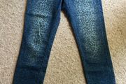 H&amp;M blue leopard slim jeans size 27