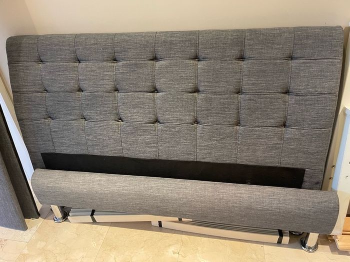 Beautiful Very Sturdy Grey Fabric 4Ft 6 Double Bed Frame - Can Deliver