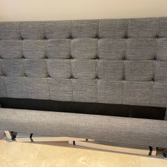 Beautiful Very Sturdy Grey Fabric 4Ft 6 Double Bed Frame - Can Deliver