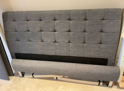 Beautiful Very Sturdy Grey Fabric 4Ft 6 Double Bed Frame - Can Deliver