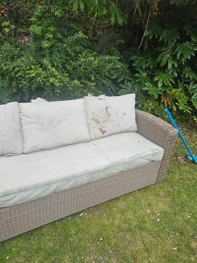 Rattan garden furniture set - couch and armchairs