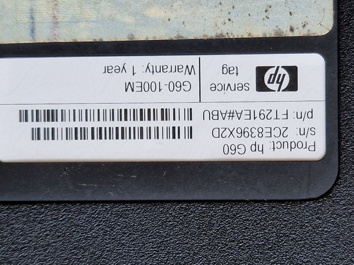 HP G60-100EM F1291EA#ABU 2GB Ram Windows 10 home, 64 bit operating system