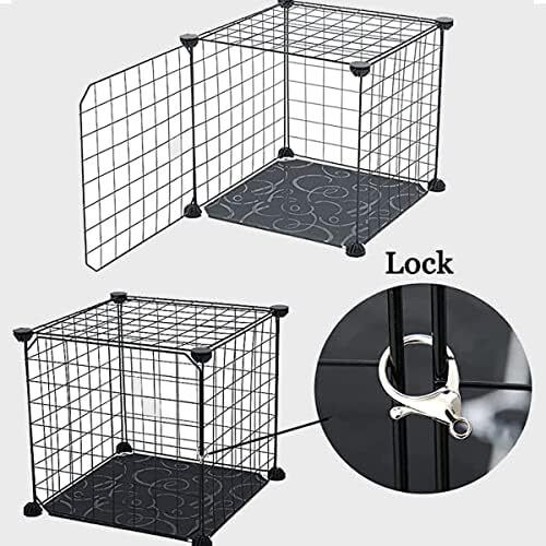 3 Tier Pet Playpen DIY Small Animal Cage Guinea Pig Rabbits Hamster Bunny Puppy Cat Metal Exercise Fence Enclosure Run Cage Metal with 3 Doors 2 Ladders 24 Panels Black 109 x 75 x 39 cm
