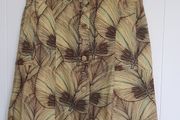 Palm Print Button Front Skirt, Size 12