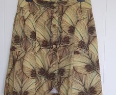 Palm Print Button Front Skirt, Size 12