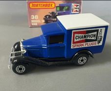 Matchbox Superfast No. 38 Model A Ford Van Champion Spark Plugs with Original Box