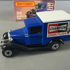 Matchbox Superfast No. 38 Model A Ford Van Champion Spark Plugs with Original Box