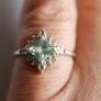 Vintage Art Deco Aquamarine and 925 Sterling Silver hallmarked Ring , Cubic Zirconia Band size O - 1,9g Image 7
