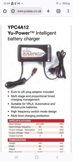 YPC4A12 Yu-Power Intelligent battery charger