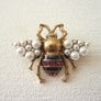 Honey Bee Pearl Crystal Brooch Pin Image 2