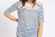 Per Una stripped lace top size UK18/20 EU46/48 Perfect condition Postage included