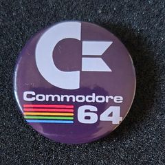 Commodore 64 ,  pin back button badge.