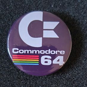 Commodore 64 ,  pin back button badge.
