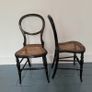 Antique pair of ebonised salon chairs with mother of pearl detail Image 2