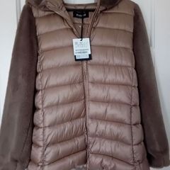 Designer Emme by Marella Quilted Faux Fur Jacket - Taupe Brown Colour - UK 8 also fits UK 10 - BNWT RRP 150