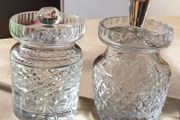 Pair of Vintage Waterford Crystal Jam Preserve Jars with Lids Alana and Glandore
