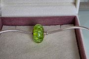 Pandora green murano glass flower charm xxl very good condition fully hallmarked