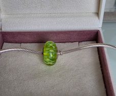 Pandora green murano glass flower charm xxl very good condition fully hallmarked