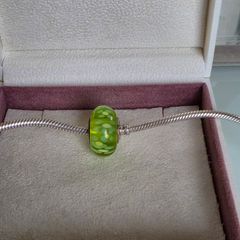 Pandora green murano glass flower charm xxl very good condition fully hallmarked