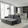Grey velvet Corner Sofa Bed with Storage Image 3