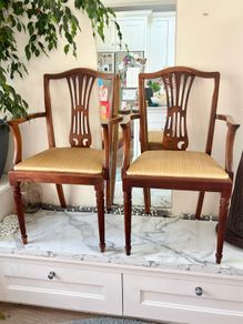 Pair of Vintage Hepplewhite-Style Carver Chairs