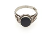 Vintage 925 Sterling Silver Black Onyx Signet Style Ring