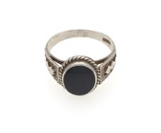 Vintage 925 Sterling Silver Black Onyx Signet Style Ring