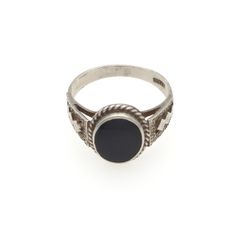 Vintage 925 Sterling Silver Black Onyx Signet Style Ring