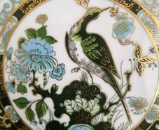 vintage Saji Japan Peacock Plate. Gold gilt Imari