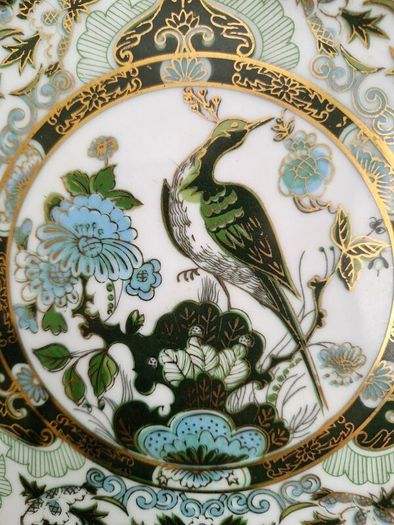 vintage Saji Japan Peacock Plate. Gold gilt Imari