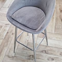 High Stool x4 - Grey Suede