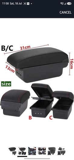 Armrest Box For Toyota For Aqua For Prius C Armrest Storage Box Dedicated Retrofit Parts Interior Accessories Car Armrests(B Black white 3USB)