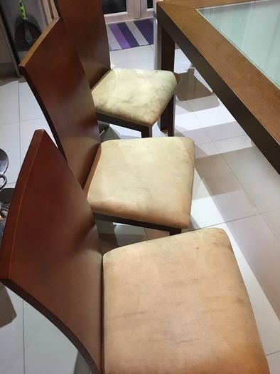Dining Table and 6 chairs with frosted glass insert and matching coffee table