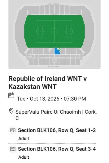 Ireland WNT match tickets
