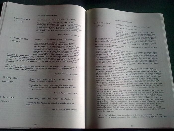 Calendar of correspondence John Foster & Lord Sheffield 1774-1821 Ireland Irish