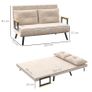 Sleeper Sofa 2-Seater Sofa Velvet Sofa, Sleeper Function, incl. 2 Pillows, Velvety Look, Natural Beige Black Image 2