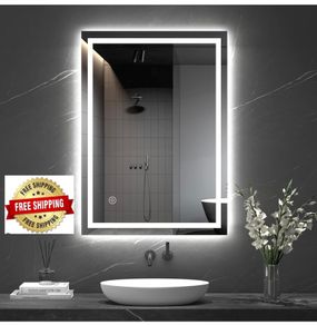 Bathroom Mirror with LED Lights, 500x700 MM Illuminated Bathroom Mirror