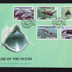 1998 Isle of Man International Year of the Ocean (UNESCO): Seamammals Commemorative Stamps First Day Cover (FDC)