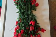 red rose long stem fake flowers bundle