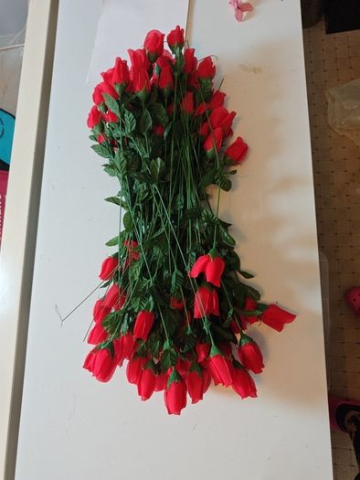 red rose long stem fake flowers bundle