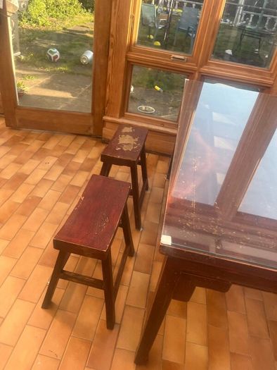Unique kitchen hardwood table & stools