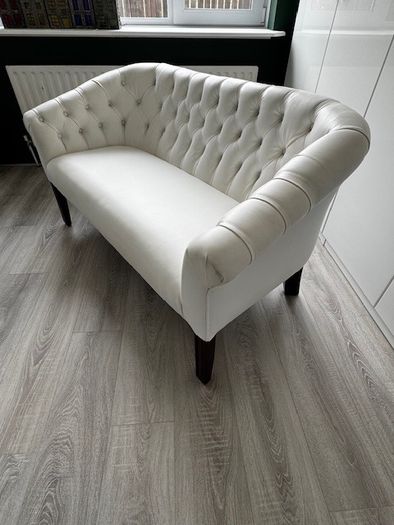 Sofa, 2-seater, white faux leather