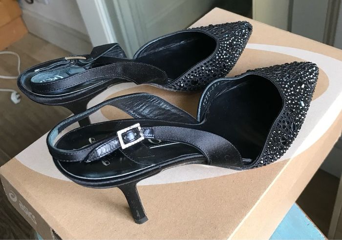 Gina Black Embellished Heels