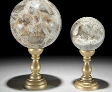 Crystal Quartz Spheres On Custom Stands - Mineral Form