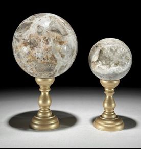 Crystal Quartz Spheres On Custom Stands - Mineral Form