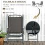 Garden Bistro Set, 3 Pieces Table and Chairs Set, Outdoor Garden Furniture with Foldable Breathable Mesh Fabric Armchairs & Glass Top Coffee Table, Dark Grey Image 4