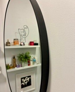 Large round mirror - black frame