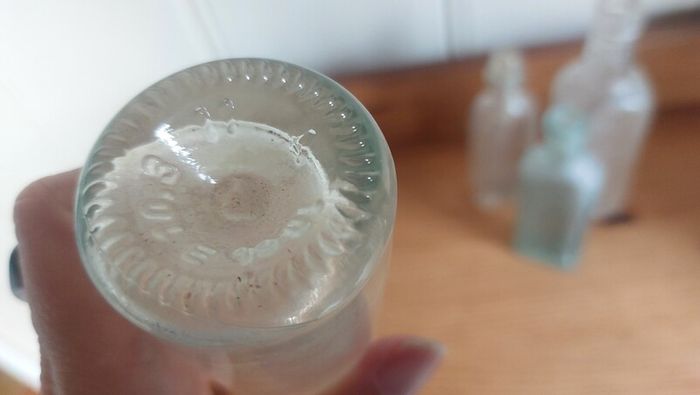 Fabulous Collection of Four Assorted Antique and Vintage Apothecary and Household Bottles in Clear Glass, Price for All Four, Not Splitting